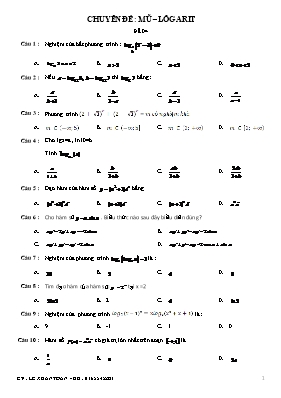 Chuyên đề Mũ và lôgarit - Đề 4